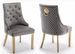 Chaise capitonnée velours avec anneau d'un lion au dos et pieds métal doré Elena - Lot de 2 - Photo n°1