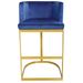 Chaise de bar velours bleu et pieds métal doré Nolan - Photo n°2