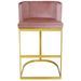 Chaise de bar velours rose et pieds métal doré Nolan - Photo n°2