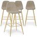 Chaise de bar velours taupe et pieds métal doré Kofy - Lot de 4 2 - Photo n°1