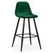 Chaise de bar velours vert et pieds métal noir Kofy - Lot de 4 - Photo n°1