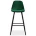 Chaise de bar velours vert et pieds métal noir Kofy - Lot de 4 - Photo n°2