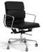 Chaise de bureau avec accoudoirs réglable cuir noir et métal chromé Karina - Photo n°1