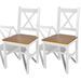 Chaise de cuisine blanc laqué et marron Dina - Lot de 2 - Photo n°1