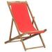 Chaise de plage pliable Bois de teck solide Rouge - Photo n°1