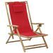 Chaise de relaxation inclinable Rouge Bambou et tissu - Photo n°1