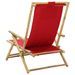 Chaise de relaxation inclinable Rouge Bambou et tissu - Photo n°5