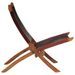 Chaise de relaxation pliable cuir véritable marron foncé - Photo n°3