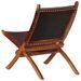 Chaise de relaxation pliable cuir véritable marron foncé - Photo n°4