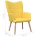 Chaise de relaxation tabouret 62x68,5x96cm Jaune moutarde Tissu 4 - Photo n°11