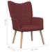 Chaise de relaxation tabouret 62x68,5x96cm Rouge bordeaux Tissu 3 - Photo n°11