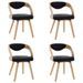 Chaise de salle à manger bois clair courbé et similicuir noir Kobaly- Lot de 4 - Photo n°1