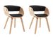 Chaise de salle à manger bois clair et simili cuir noir Onetop - Lot de 2 - Photo n°1