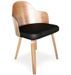 Chaise de salle à manger bois clair et simili cuir noir Pala - Lot de 2 2 - Photo n°1