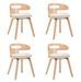 Chaise de salle à manger bois courbé clair et simili cuir beige Laetitia - Lot de 4 - Photo n°1