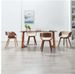 Chaise de salle à manger bois foncé et simili cuir beige Onetop - Lot de 4 - Photo n°3