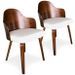 Chaise de salle à manger bois foncé et simili cuir blanc Pala - Lot de 2 - Photo n°1