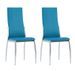 Chaise de salle à manger simili cuir bleu et métal chromé Angie - Lot de 2 - Photo n°1
