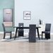 Chaise de salle à manger simili cuir daim gris et bois noir Conor - Lot de 4 - Photo n°2