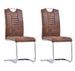Chaise de salle à manger simili cuir marron et métal chromé Divine - Lot de 2 - Photo n°1