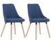 Chaise de salle à manger tissu bleu et pieds bois clair Kenny - Lot de 2 - Photo n°1