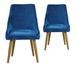 Chaise de salle à manger velours bleu et pieds métal doré Pamela - Lot de 2 - Photo n°1