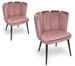 Chaise design voluptueuse velours rose et pieds métal noir - Lot de 2 - Photo n°1