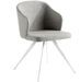 Chaise design Matty - Tissu gris et pieds en acier blanc - Photo n°1