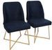 Chaise design velours bleu marine et pieds doré Skyma - Lot de 2 - Photo n°1