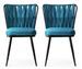 Chaise design velours bleu turquoise et pieds doré Ribaldi - Lot de 2 - Photo n°1