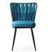 Chaise design velours bleu turquoise et pieds doré Ribaldi - Lot de 2 - Photo n°2