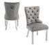 Chaise design velours capitonné clouté et pieds acier chromé Kazar - Lot de 2 - Photo n°1