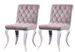 Chaise design velours taupe capitonné avec strass et pieds acier chromé Julie - Lot de 2 - Photo n°1