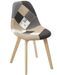 Chaise en tissu patchwork beige et pieds en bois naturel Louvio - Photo n°1