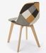 Chaise en tissu patchwork jaune, gris et pieds en bois naturel Vinto - Photo n°4