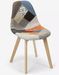 Chaise en tissu patchwork multicouleurs et pieds en bois naturel Vinto - Photo n°1