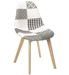 Chaise en tissu patchwork noir et blanc et pieds en bois naturel Kolina - Photo n°1