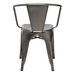 Chaise industrielle avec accoudoirs acier brossé brillant luxe - Photo n°3