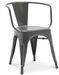 Chaise industrielle POKA Premium avec accoudoirs en acier brillant – Haut de gamme - Photo n°1