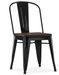 Chaise industrielle REKO en acier brillant et assise en bois massif marron – Style vintage - Photo n°1