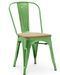 Chaise industrielle REKO en acier brillant et bois massif naturel – Design vintage - Photo n°1