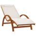 Chaise longue avec coussin blanc textilène/bois massif peuplier - Photo n°2