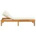 Chaise longue coussin/oreiller blanc crème bois massif acacia - Photo n°6
