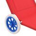 Chaise longue pliable à roulettes tissu rouge et métal Durra - Photo n°6