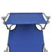 Chaise longue pliable avec auvent tissu bleu et métal Sher - Photo n°3