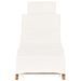 Chaise longue pliable avec coussin blanc crème Bois de teck - Photo n°2