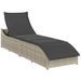 Chaise longue pliante coussin et rangement gris clair polyrotin - Photo n°1