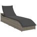 Chaise longue pliante coussin et rangement gris résine tressée - Photo n°1