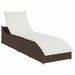 Chaise longue pliante coussin rangement marron résine tressée - Photo n°1