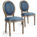 Chaise médaillon bois et tissu bleu Louis XVI - Lot de 2 - Photo n°1
